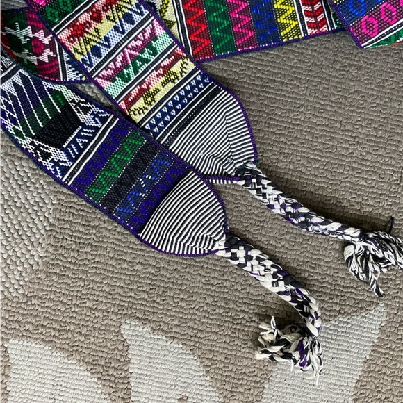 Vintage Woven Sash Dance Belt Wide With Fringe Tie Bright Colors Boho Festival main image 5